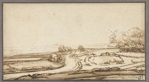 Rolling Landscape with Road and House at Forest Edge by Abraham Furnerius