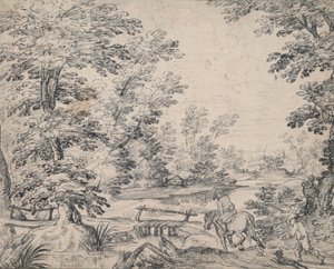 Landscape with Man on Horseback by Abraham Genoels
