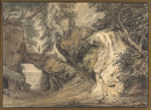Landscape with a Natural Arch by Abraham Genoels II