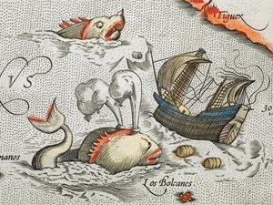(Detail) Sea Monsters Attacking a Ship by Abraham Ortelius