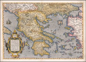 1584 Map of Greece and the Aegean Sea by Abraham Ortelius