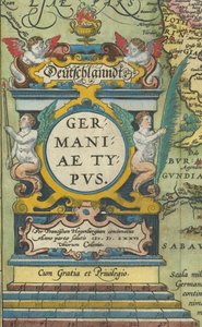 1608 Cartouche with Integrated Scales by Abraham Ortelius
