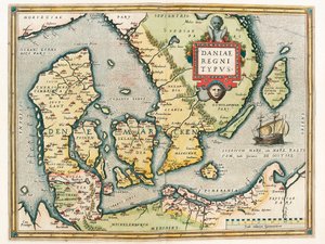 Geography Map of the Territory of Denmark and Southern Sweden from 