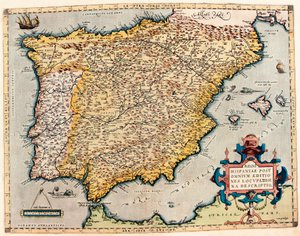 Description of Spain. Geography Map from Theatrum Orbis Terrarum by Abraham Ortelius by Abraham Ortelius