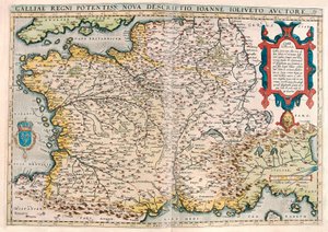 Galliae regni potentiss. nova descriptio. Ioanne Ioliveto auctore Geography map of the territory of Gaul (France) from 