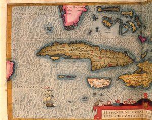 Map of Cuba and Jamaica from Theatrum Orbis Terrarum by Abraham Ortelius