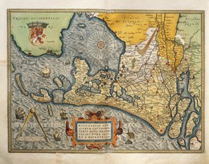 Map of Netherlands, from Theatrum Orbis Terrarum by Abraham Ortelius
