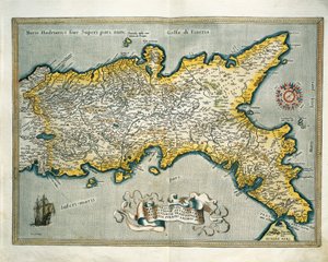 Map of the Kingdom of Naples, Italy, from Theatrum Orbis Terrarum by Abraham Ortelius