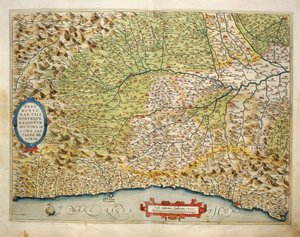 Map of the Region of Piedmont, Italy, from Theatrum Orbis Terrarum by Abraham Ortelius