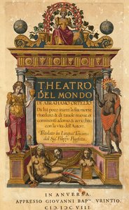 Theatrum orbis terrarum, title page of Italian edition translated by Filippo Pigafetta by Abraham Ortelius