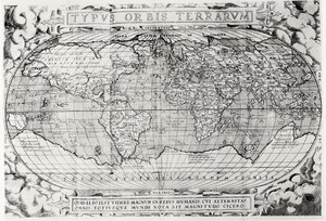 Typus Orbis Terrarum, World Map, 1577 by Abraham Ortelius
