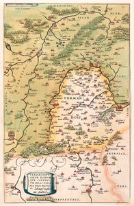 Veromanuorum Eorum que Confinium Accurssima Descript Geography Map of the Territory of Vermandois and Picardy in Gaul (France) from 