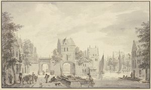 Two City Gates by Water and by Land by Abraham Rademaker