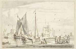 Riverbank with Some Ships by Abraham Storck