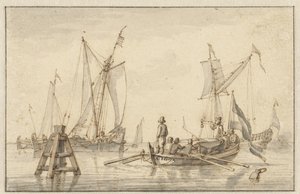 Calm Sea with a Few Boats by Abraham Storck