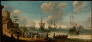 Dutch Ships in a River Mouth