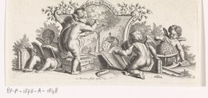 Four Putti Studying and Painting by Abraham Zeeman