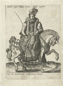 Dutch Noblewoman on Horseback by Abraham de Bruyn (attributed to)