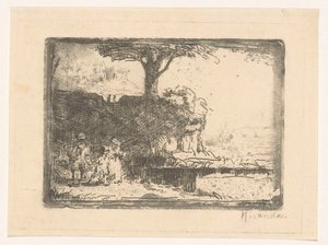 Landscape with Three Figures by Abraham de Miranda (signed by artist)