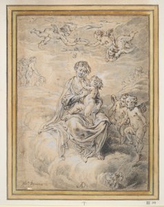 Virgin and Child in Heaven, with Putti by Abraham van Diepenbeeck