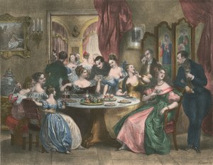 The Tea Party by Achille (after) Deveria