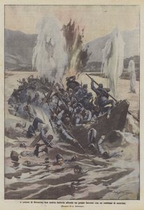 East of Rovereto, our battery sinks a large barge with a hundred Austrians