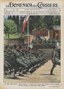 At the Rhythm of the Energetic Roman Step, the Legions of Black Shirts Parade Before the Duce