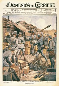 Austrian Barbarians Making Preparations for the Offensive on the Lower Isonzo, illustration from La Domenica del Corriere, 23 July by Achille Beltrame