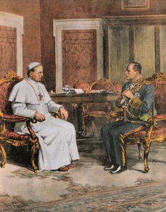 Benito Mussolini in meeting with Pope Pius XI on February 11