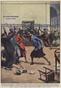 Two girls led a gang of criminals in an assault on a bank in New York by Achille Beltrame