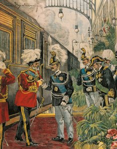 Edward VII, King of England, Arrives in Rome, by Achille Beltrame, Illustration, from La Domenica del Corriere