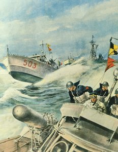 Fast Italian Navy Motorboats Patrolling Area of Mediterranean Sea, September 12 by Achille Beltrame