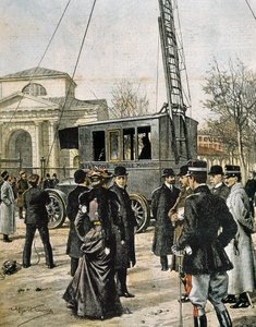 Guglielmo Marconi assists in Milan to the test of the first Stazione Radio Mobile. Illustration by Achille Beltrame for 
