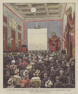 The Duke of the Abruzzi Describes His Journey to the North Pole, in the Hall of the Roman College, in Rome by Achille Beltrame