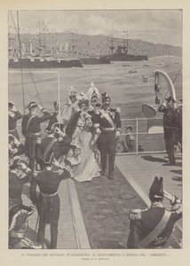 The Journey of the Sovereigns in Sardinia, The Reception Aboard the Brennus by Achille Beltrame