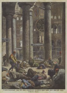 Cholera in Constantinople, Hagia Sophia turned into a lazaretto to prevent it from being taken by the Bulgarians by Achille Beltrame
