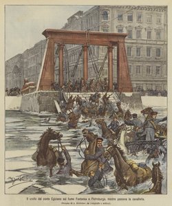 The collapse of the Egyptian bridge over the Fontanka River in St. Petersburg while the cavalry was passing by Achille Beltrame