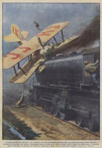 The First Clash Between a Train and an Airplane by Achille Beltrame