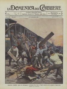 Vandal Impatience, Workers Destroy Train Carriages in Naples Forced to a Long Stop Due to a Breakdown by Achille Beltrame