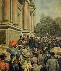Inauguration of first International Art Exhibition in Venice, by Achille Beltrame, from La Domenica del Corriere, 30th April 1899