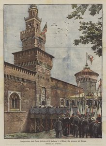 Inauguration of the Tower Dedicated to King Umberto I in Milan, in the Presence of the Sovereigns by Achille Beltrame
