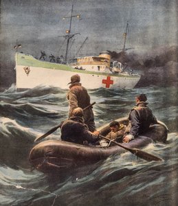 Italian Hospital Ship Rescuing Four German Airmen, February 23 by Achille Beltrame