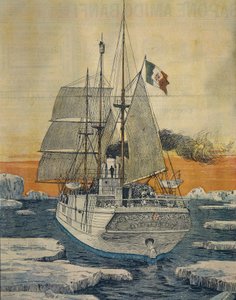 Journey to North Pole: Polar Star ship which carried Prince Luigi Amedeo of Savoy-Aosta, Duke of Abruzzi, to Bay of Teplitz on Rudolf-Island by Achille Beltrame