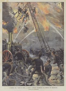 The Fire of the Banco di Pietà in Naples, The Dramatic Episode of the Firefighters Falling