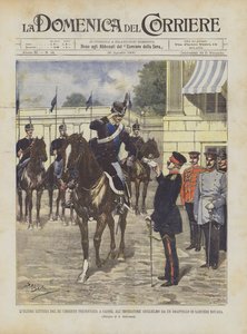 The Last Letter of King Umberto Presented to Emperor Wilhelm by a Detachment of Novara Lancers by Achille Beltrame