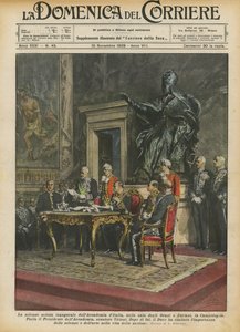 The Solemn Inaugural Session of the Academy of Italy, in the Hall of the Horatii and Curiatii, in the Capitol by Achille Beltrame