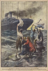 The Tragedy of Six Americans Adrift in the Ocean on the Remains of a Seaplane by Achille Beltrame