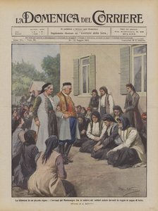 Sadness in a small kingdom, the Sovereigns of Montenegro among the widows of soldiers by Achille Beltrame