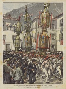 The Traditional and Characteristic Festivals, the Candle Procession in Gubbio by Achille Beltrame