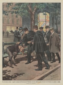 Strange adventures, boy escaped from the Messina earthquake and found asleep in a street by Achille Beltrame